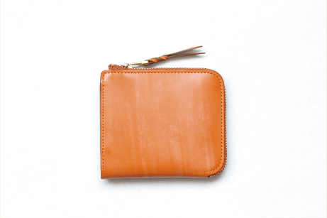 Navy & Tan Bridle leather L-Zip wallet “Cram” | munekawa