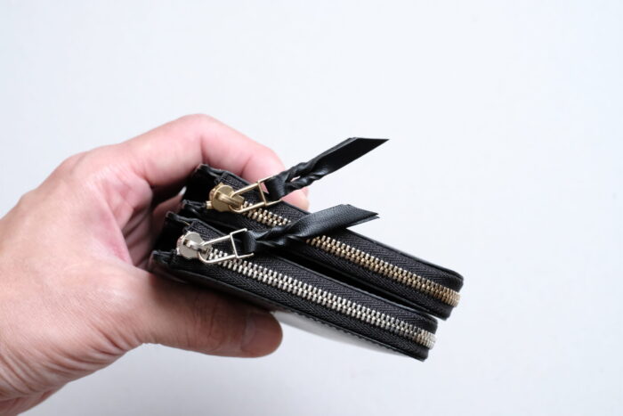 シルバーのエクセラを使用したL字ファスナー財布