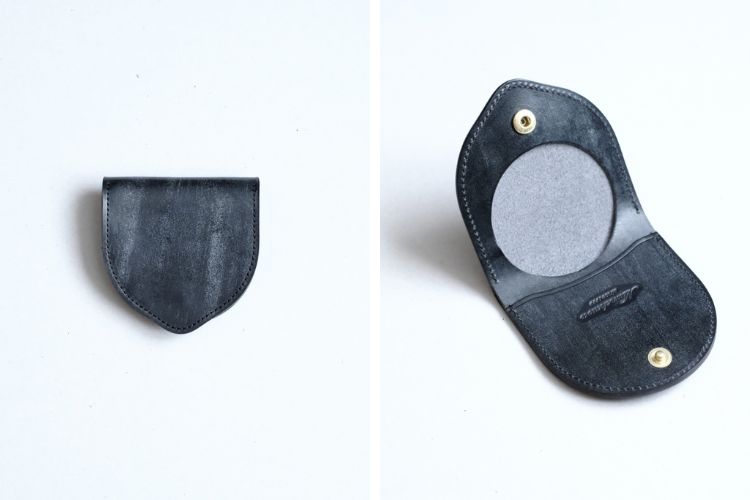 革製品Munekawa 薄くコンパクトなコインケースUndo ブライドルレザー ブラック 